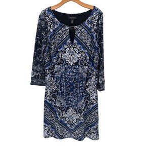 White House Black Market Blue knit dress Print size large womens